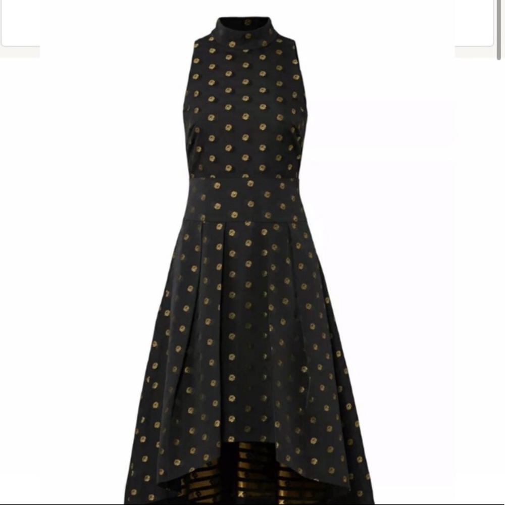Shoshanna black gold mock neck dandelion dress 12